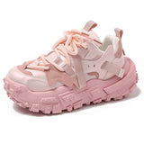 2025 Spring And Summer Tire Bottom Old Dad Shoes Women's Net Air Breathable Pink Casual Sneakers Thick-Soled Small White Shoes Tide HZ0115