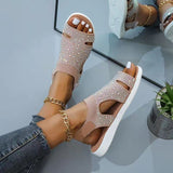 Women's Shoes Summer New Flying Hot Drill Breathable Solid Water Drill Beach Shoes Lightweight Large Women's Sandals HZ0115