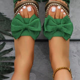 New Flat Bottom Water Drill Bow Bow Slippers Women Wear Pure Light Cloth Cold Slippers HZ0115