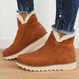 New Thick Solid Color Warm Velvet Snow Boots Women Retro Cotton Boots Home Large Cotton Shoes Women's Boots HZ0115