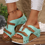 Large-Size Thick Bottom Slope With One Word With Slippers 2025 Summer New Buckle With Light Soaked Beach Toe Women's Shoes HZ0115