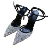 ZA Home 2025 New Women's Shoes White Leud Low Heel Temperament High Heels High Heels After The Shallow Mouth Of Studs Single Shoes HZ0115