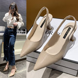 2025 Spring And Summer New Sharp-Headed High-Heeled Shoes Women's Fine Heel Head Sandals Behind The Empty Light Single Shoe HZ0115