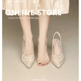 French Small Heel Single Shoes Sandals Women's Summer Fairy Style Dress In The Tip Of The Head White Fine Heel High Heels HZ0115