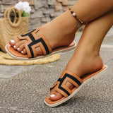 2025 New Color Net Red Slippers Women's Summer Flat Bottom One-Word Drag Wearing Fashion Holiday Beach Sandals HZ0115