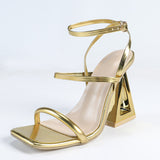 111-12 Summer New Dew Triangle And Coarse Heel Sandals Wear Anti-Slip Cool Slippers High HZ0115