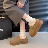 Autumn And Winter 2025 Bean Fashion Plus Thick Thick-Soled Cotton Shoes Hair Snow Boots Boken Shoes Lefu Shoes New HZ0115