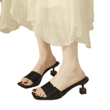 2025 Summer New One-Word French Simple And Comfortable Gentle Evening Wind Retro High-Sliflip Slippers Woman HZ0115