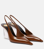 Gaoding 2025 Summer New Trendy Transparent Crystal Slope And Pointed Sandals Female Leather Ultra-High European Sexy HZ0115