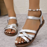 Large-Size 2025 Summer New Shoes Fashion Flat Shoes Sandals Roman Shoes Beach Shoes Women's Shoes HZ0115