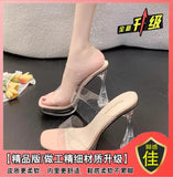 11Cm Ultra-High Heels T-Model Show Show Shoes Transparent Crystal Cool Tug Fish Mouth Waterproof Table Coarse Heel Sandals HZ0115
