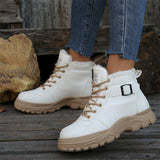 2025 New Autumn And Winter Ladies Keep Warm Martin Boots Plus Velvet Thick And Thick-Bottomed Short Boots Shoes HZ0115