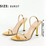 Women's Round Head With Back Ankle With Solid Color Fine High Heel Sandals Women's Gorgeous Gold High Heels HZ0115