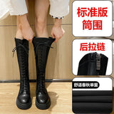 White Boots Women's New Knight Boots In Autumn And Winter 2025 Are Thin British Style Martin Boots But Knee Boots HZ0115