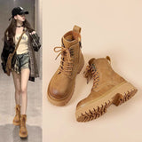 Martin Boots Women Vintage 2025 Autumn/Winter New Thick Short Boots Yinglen Soft-Bottomed Brown Locomotive Boots HZ0115