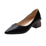 2025 Korean Version Of Thick Heel High-Heeled Single-Shoe Women's Pointed Professional Shoes Black Heel Shoes To Work Shoes HZ0115