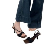 New French Retro Leopard Print In The Summer Of 2025 With Square Bows And High Heels Of Sandals HZ0115