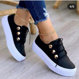 2025 Four-Season Leisure Single Shoes Large-Size Thick-Soled Round Head Front With Solid Color Small White Shoes HZ0115