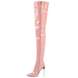 Xiyin Winter New Sexy Pointed Side Zipper Patent Skin Fine High Heel Knee Boots Large Size Leather Boots HZ0115