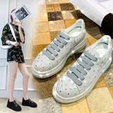Station Old Dad Shoes 2025 New Water Drill Thick-Soled Casual Sneakers Women Full Of Diamond Shoes Water Drill Single Shoes HZ0115