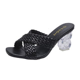 Crystal And High-Heery Slippers Women Font Cross-Woven With Women Cool Drag Women Slippers HZ0115
