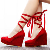 11 Cm Women's Shoes Round Head Waterproof Table Slope Single Shoes Roman Strapped Slope Single Shoes Spring And Autumn Single Shoes Women's Thick-Soled Shoes HZ0115