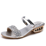 Cold Slippers Women 2025 Summer Water Diamond Lily With A Word Wearing Fashion One Shoe Two Wearing Sandals HZ0115