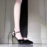 French Temperament Thin Heel Waterproof Black High Heels With Thick Background Bare Color Pointed Summer Wearing Sandals HZ0115