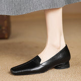 French Commuting Side Shallow Mouth Thick Heel Single Shoes Women 2025 Spring And Autumn New One-Legged Professional Work Small Leather Shoes HZ0115