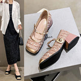 Mary Jane French Fragrant High Heels 2025 Spring New Lequin Evening Wind Single Shoes Fashion Leather Shoes HZ0115