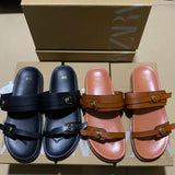 ZAJ2025 Spring New Women's Shoes Round Head Flat Shoes Black Buckle Breathable Round Head Fashion Flat Bottom HZ0115