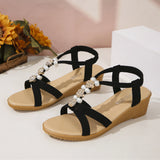 Poe Heel Sandals Women 2025 Summer New Korean Version Of Bohemian Pines Tight-Le-Sleeve Fish Mouth Roman Sandals HZ0115