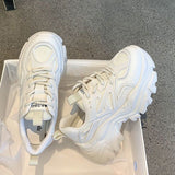 Thick-Bottomed Black Sneakers Women's 2026 Spring New Pine Cake Lace Casual Single Shoes Fashion Old Dad Shoes HZ0115