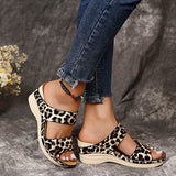 Casual Round Head Leopard-Snake High-Shoe Women's Slope And Slippers 2025 Summer New Large-Size Slippers HZ0115