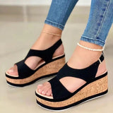 Summer New Slope And Fish Mouth Sandals Women Thick-Sed Loose Cake Casual Sandals Roman Sandals Women Shoes HZ0115
