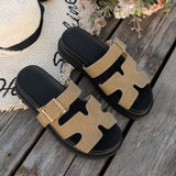 2025 New Large-Size Slippers Women Thick-Bottomed A Buckle Solid Color Casual Cold Slippers Women HZ0115
