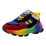 Large-Size Casual Single Shoe Rainbow Sole Fashion Tie Flying Breathable Leisure Sports Single Shoes Women HZ0115