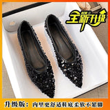 2025 Black Pointed Single Shoes With Soft Bottom Flats And New Fashion Squints Korean Version Of Light Mouth Flat Shoes HZ0115