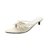 New French Bow Tip-Tip Cool Slippers In The Summer Of 2025 Gentle Fine And Stylish Casual Wear Sandals HZ0115