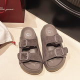 2025 New Korean Version Of Fish Mouth Thick Bottom Leisure Side Buckle Boken Foot Outside Wearing Beach Slippers Woman HZ0115