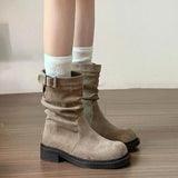 Vintage British Style Coarse And Martin Boots 2025 Autumn And Winter New Thin Pile In The Boots Sleeves Short Boots HZ0115