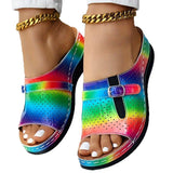 2025 Summer New Large-Size Lady Thick-Soled Sandals Belt Buckle Decoration Light And Comfortable HZ0115