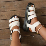 Summer New Pine Cake Thick-Soled Sandals Plus-Size Word With Fashionable Buckle Sandals Beach Women's Sandals HZ0115