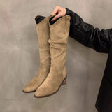 Heaps Of Folded New Knight Boots Women Thin Long Boots West Ministerial Barrel Thin 2025 Thick Heel Autumn Winter Shoes HZ0115