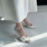 2025 New Pointed Light Mouth Water Drill Patent Leather Fine Heel Single Shoes Autumn Sexy Temperament Fairy Nude High-Heeled Shoes HZ0115