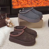 2025 New Lazy Shoes Thick-Soled Pine Cream Wool Shoes Hairy Shoes Large Size Wearing Warm Fashion Side Of The Female Cotton Drag HZ0115