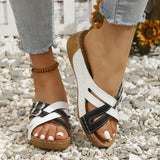 Large-Size Thick-Bottomed Slippers Women's 2025 New Fish Mouth Thick Bottom Belt Buckle Color Letter Cool Slippers HZ0115