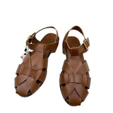 ZA Home 2025 New Leather Big Head Sandals Women Summer Wide Fat Feet Soft Low Pure Bag Heel Head Cow HZ0115