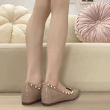 2025 New Spring And Summer Rivet Flat Shoes Shallow Patent Leather Willow Soft Soles Shoes Flat Shoes Women Sharp Single Shoes HZ0115