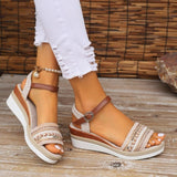 Grass-Drilled Flash Slope And Thick-Soled Sandals 2025 Summer New Simple And Comfortable Fashion Buckle High Heels HZ0115